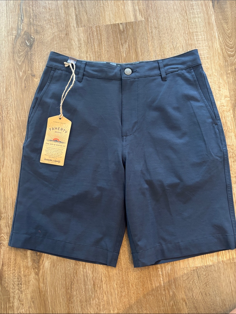 NWT - Faherty Navy Flat-Front All Day Performance Shorts